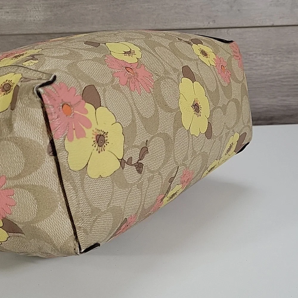Coach Kacey Signature Floral Shoulder Tote Crossbody Bag CH546